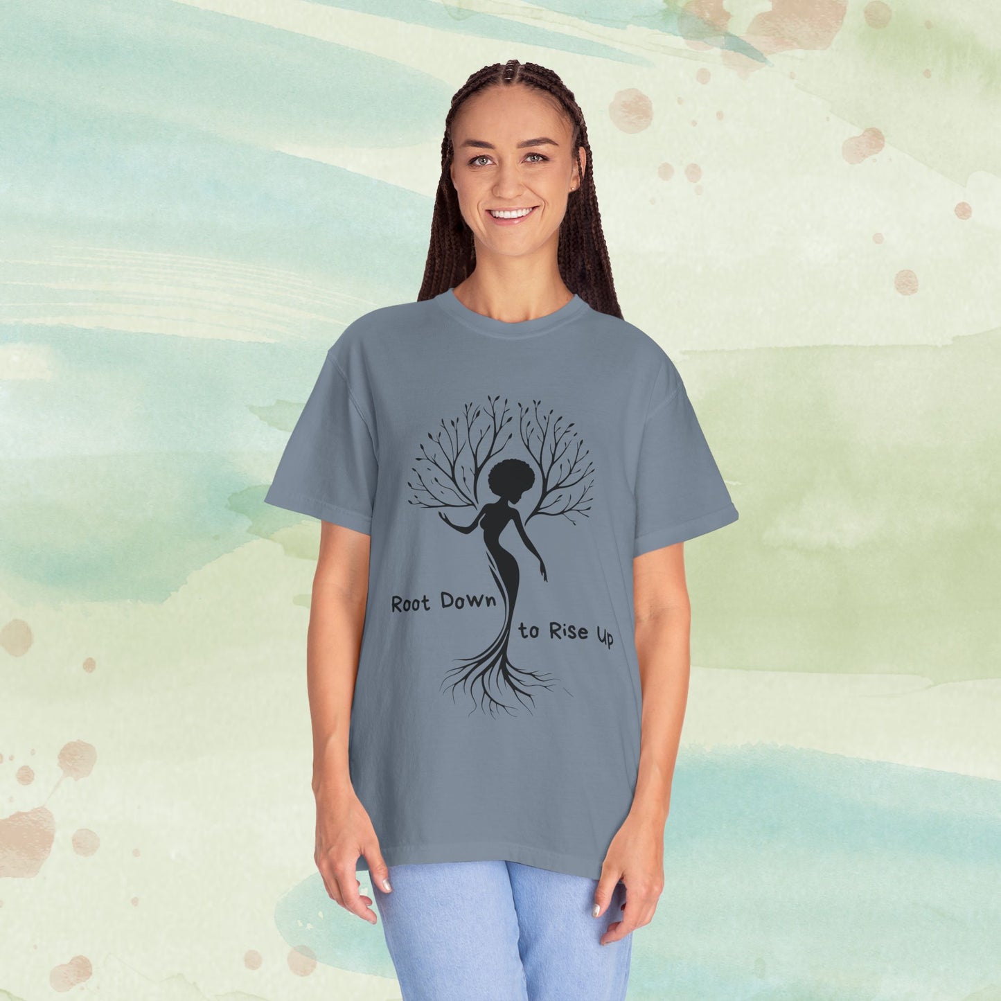 Root Down to Rise Up | Vintage Comfort Colors Yoga Tee | Grounding Botanical Graphic Shirt