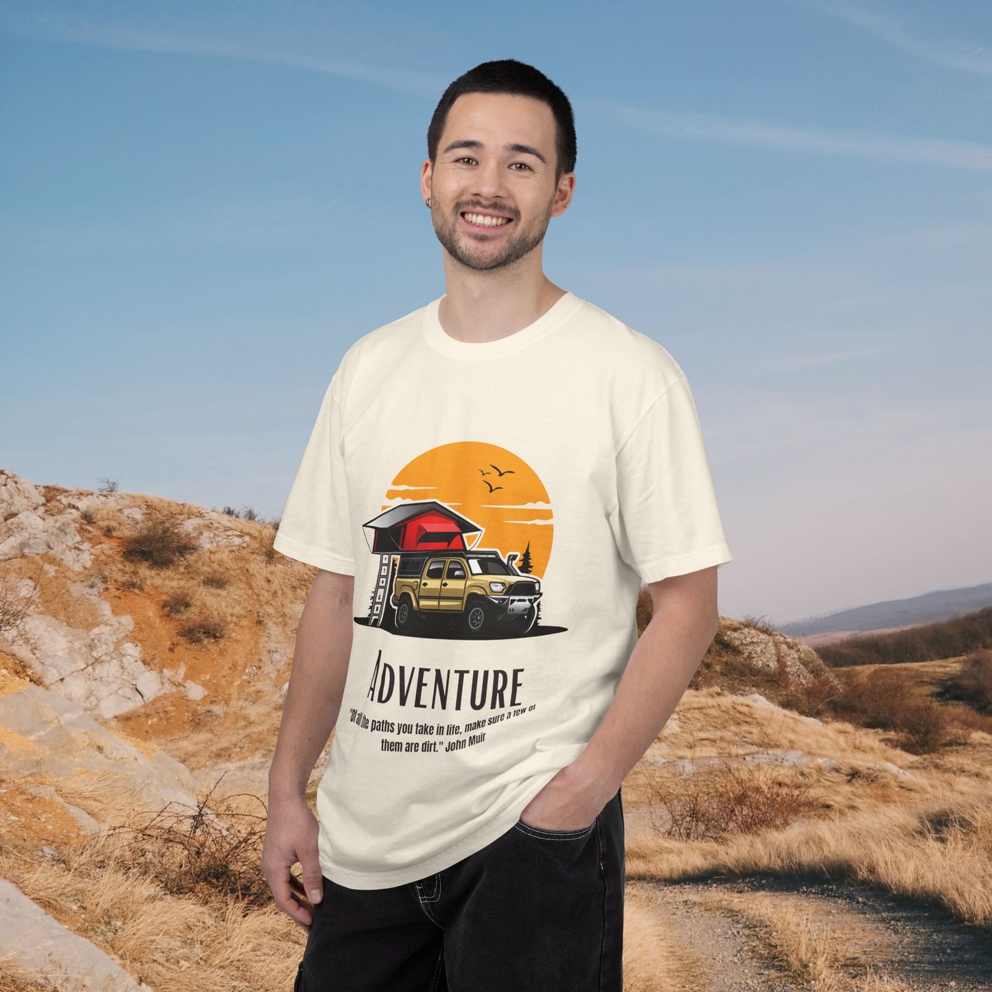 Adventure Awaits – Overland Sunset Rooftop Tent Tee