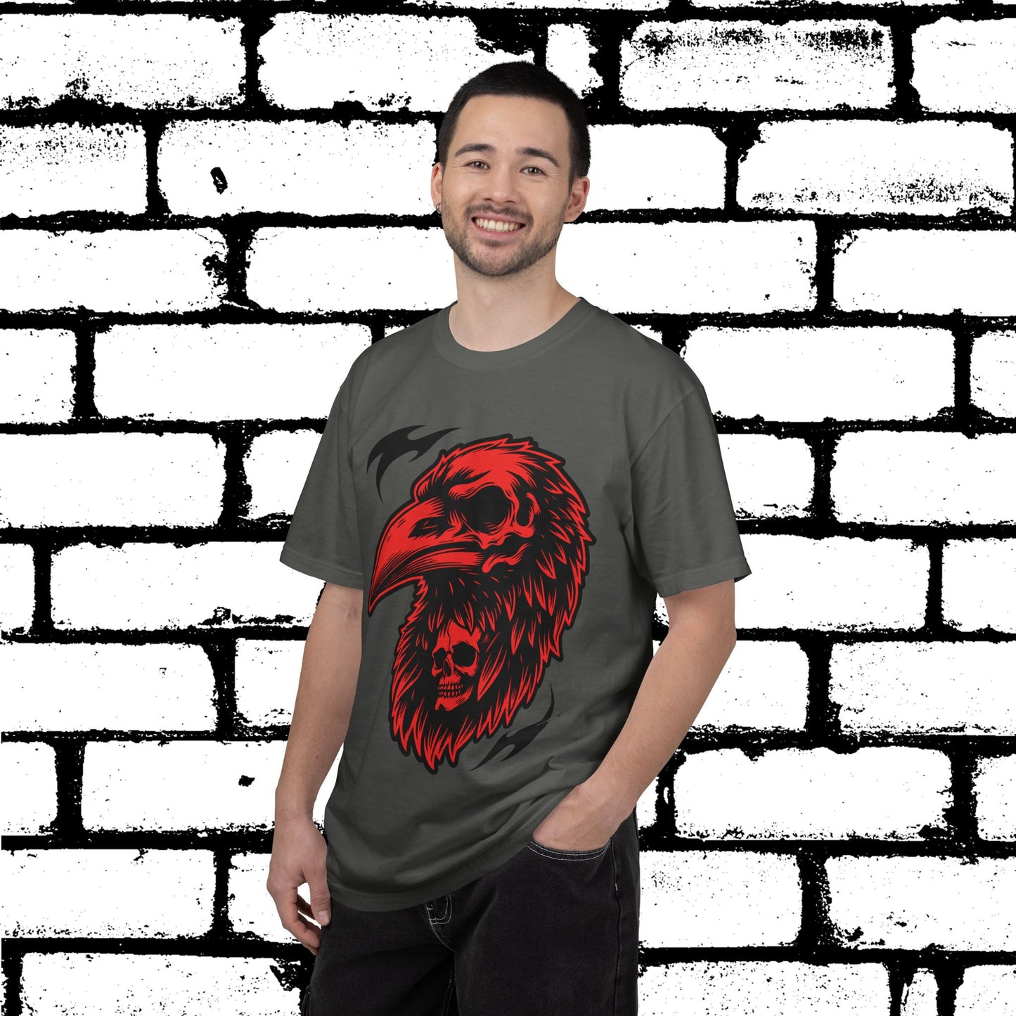 The Alchemist's Omen Tee | Red & Black Bird Skull Graphic