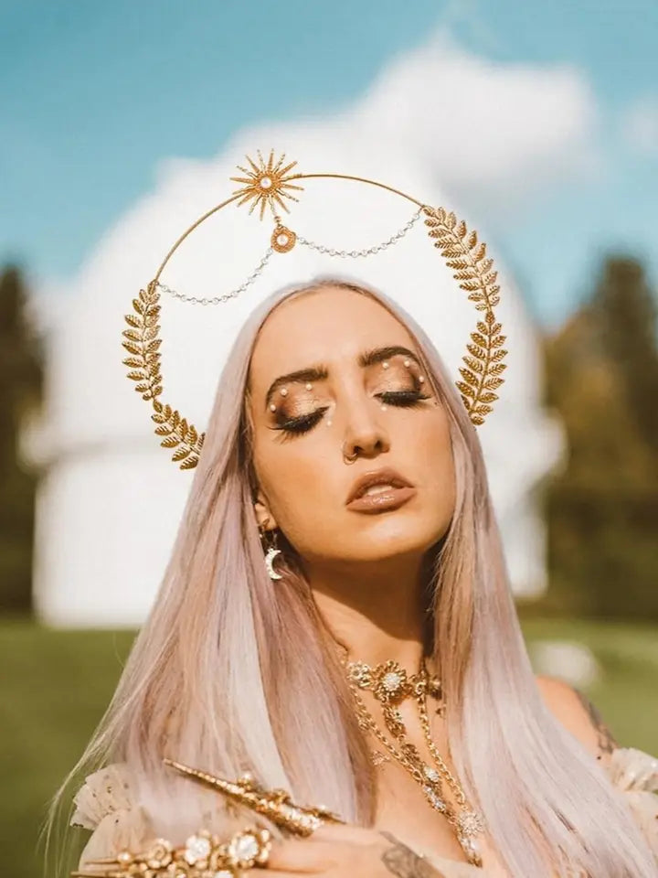 Celestial Starburst Goddess Crown & Earring Set