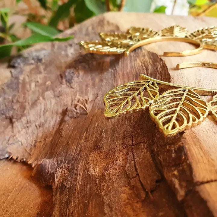 Handmade Brass & Silver Leaf Ear Cuff