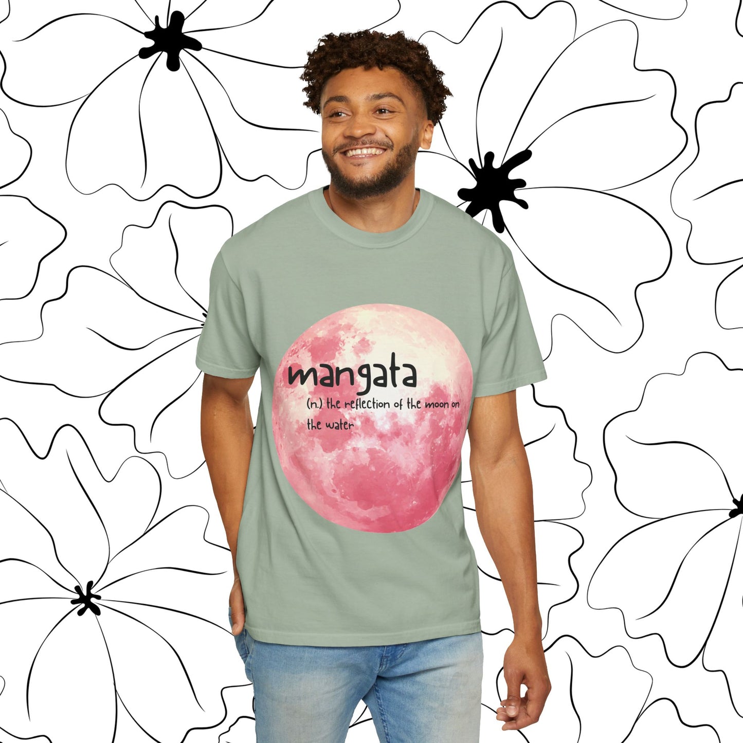 Mangata Moon Reflection Graphic Tee | Zen Aesthetic Unisex Heavy Cotton Shirt