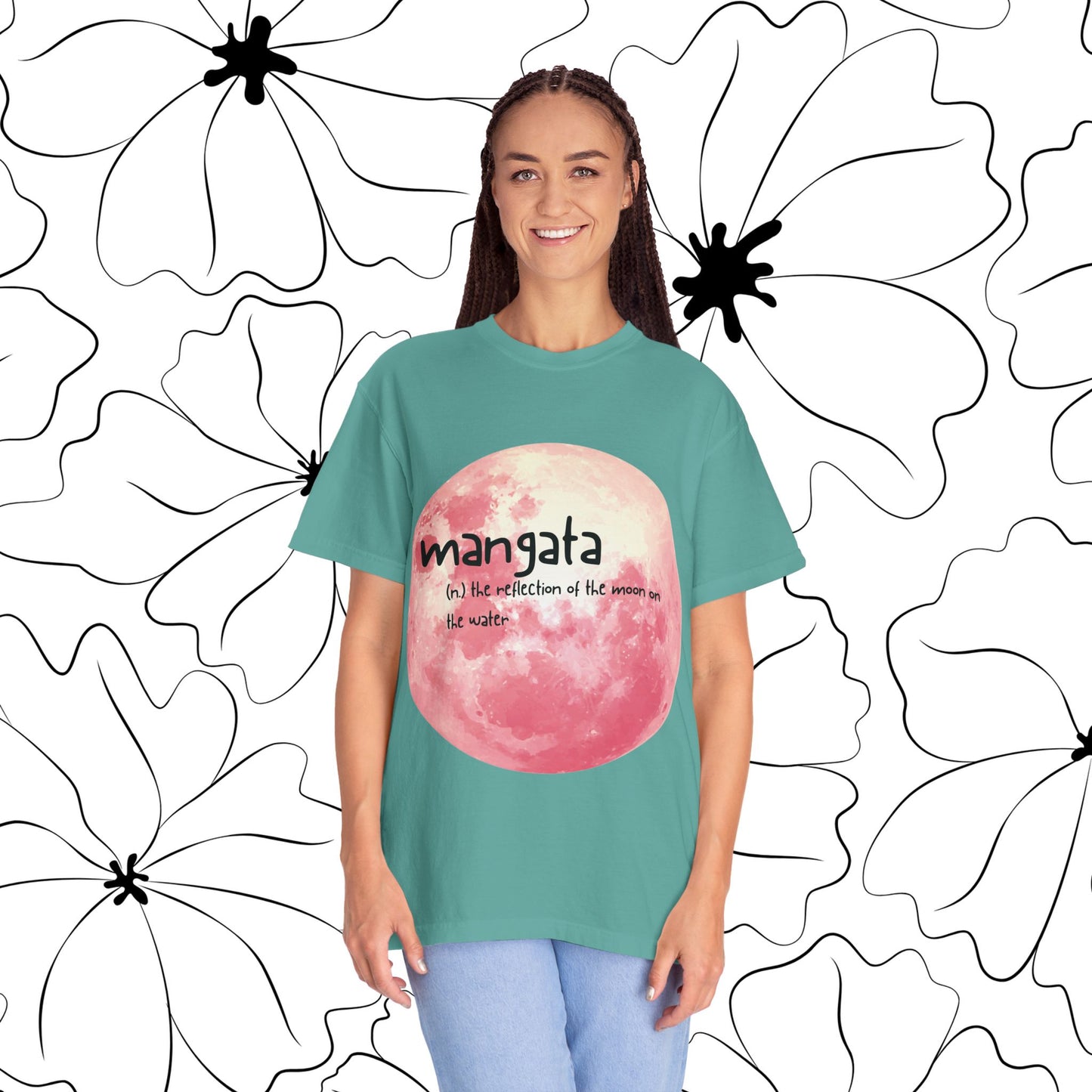 Mangata Moon Reflection Graphic Tee | Zen Aesthetic Unisex Heavy Cotton Shirt