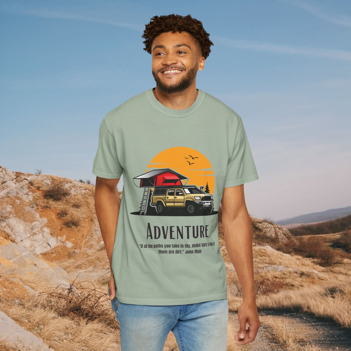 Adventure Awaits – Overland Sunset Rooftop Tent Tee