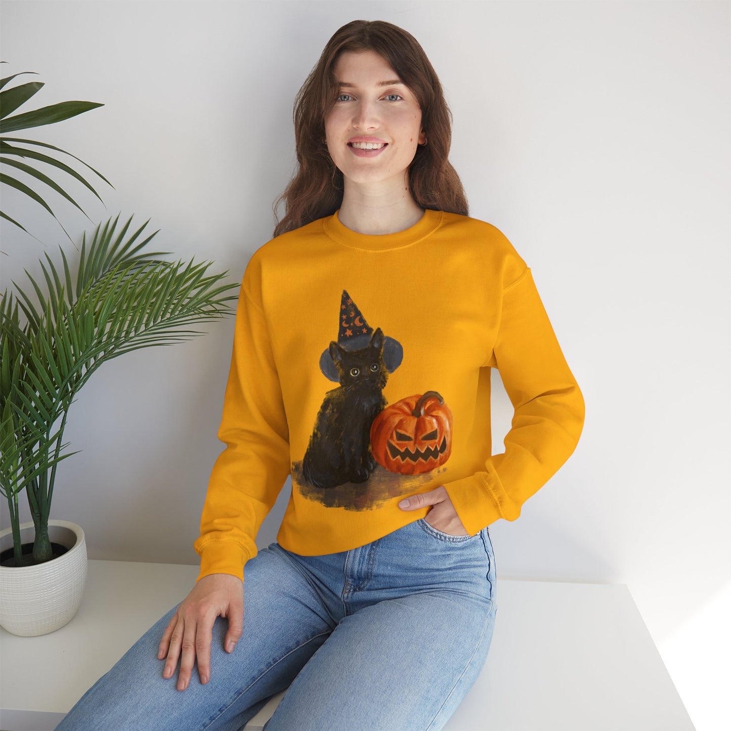 Black Cat Unisex Heavy Blend™ Crewneck Sweatshirt