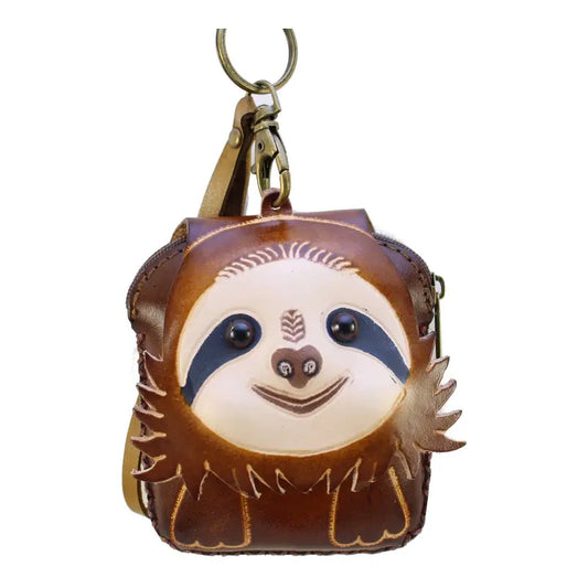 Handmade Leather Sloth Coin Purse & Wristlet Wallet