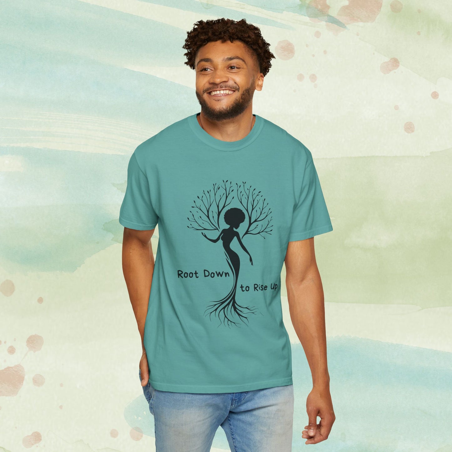 Root Down to Rise Up | Vintage Comfort Colors Yoga Tee | Grounding Botanical Graphic Shirt