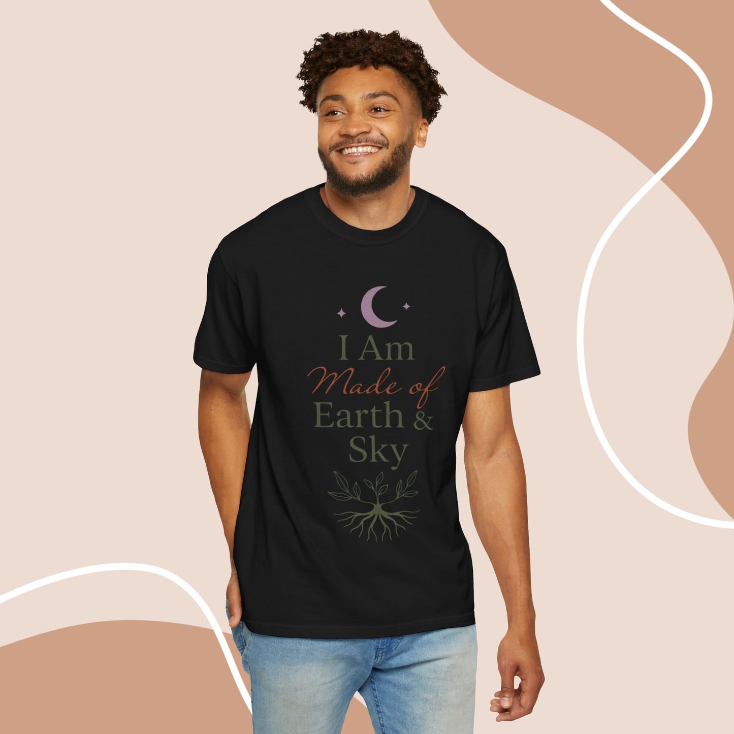 Earth & Sky Celestial Graphic Tee | Spiritual Nature Aesthetic Unisex Comfort Shirt