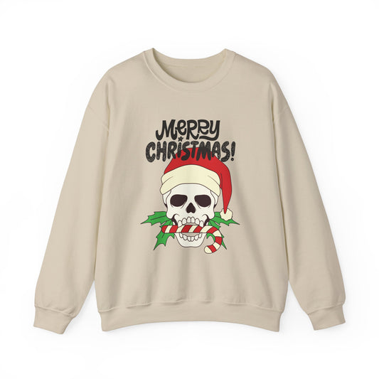 Skull & Candy Cane Cotton Unisex Heavy Blend™ Crewneck Sweatshirt