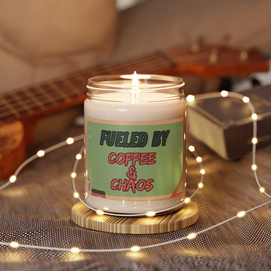 Fueled by Coffee & Chaos Soy Candle - 9oz Scented Candle - Funny Teacher & Parent Gift