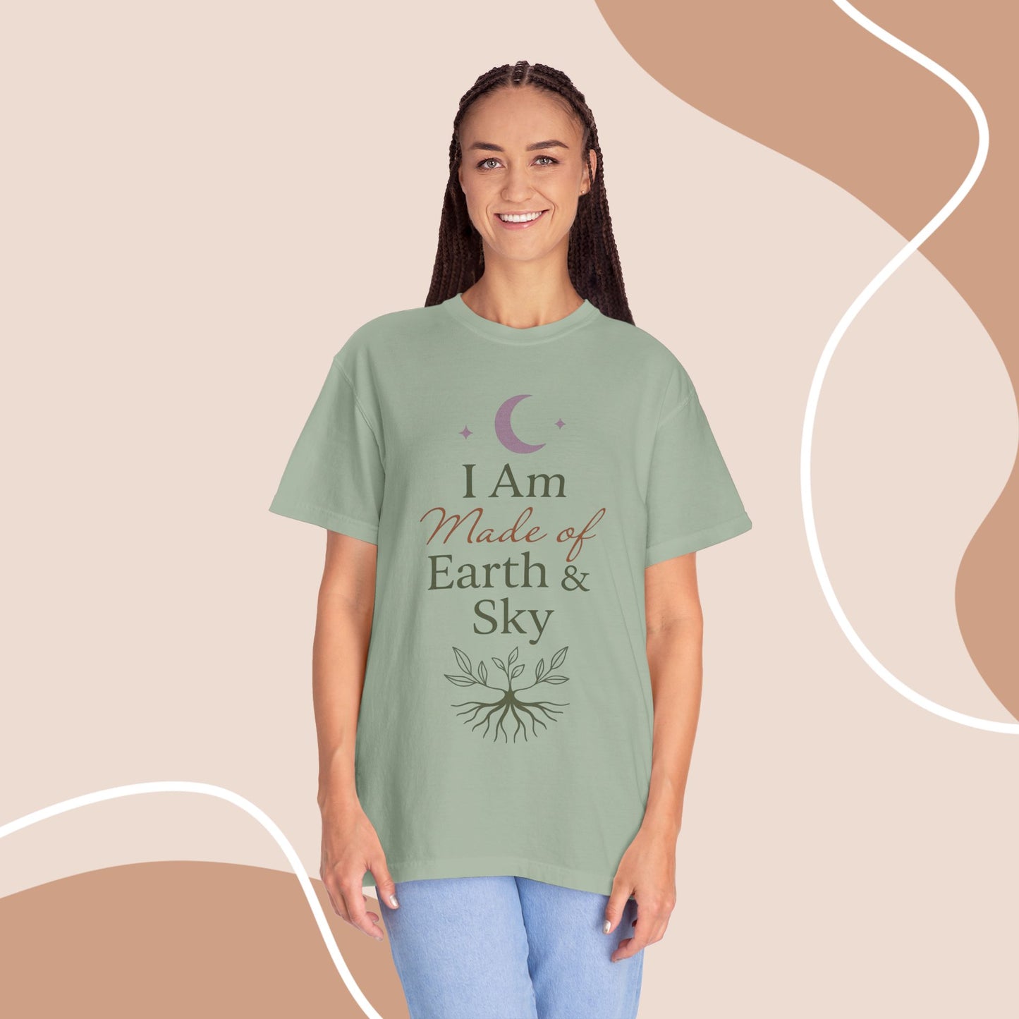 Earth & Sky Celestial Graphic Tee | Spiritual Nature Aesthetic Unisex Comfort Shirt