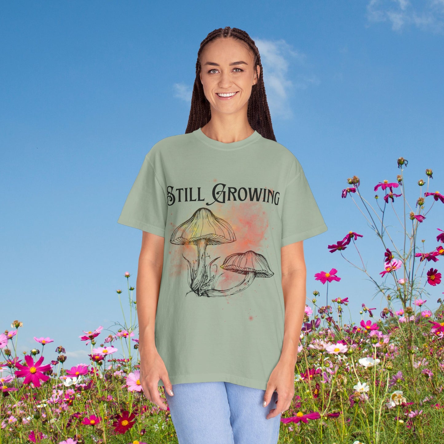 Still Growing Botanical Affirmation Tee | Grace and Growth Nature Inspired Shirt