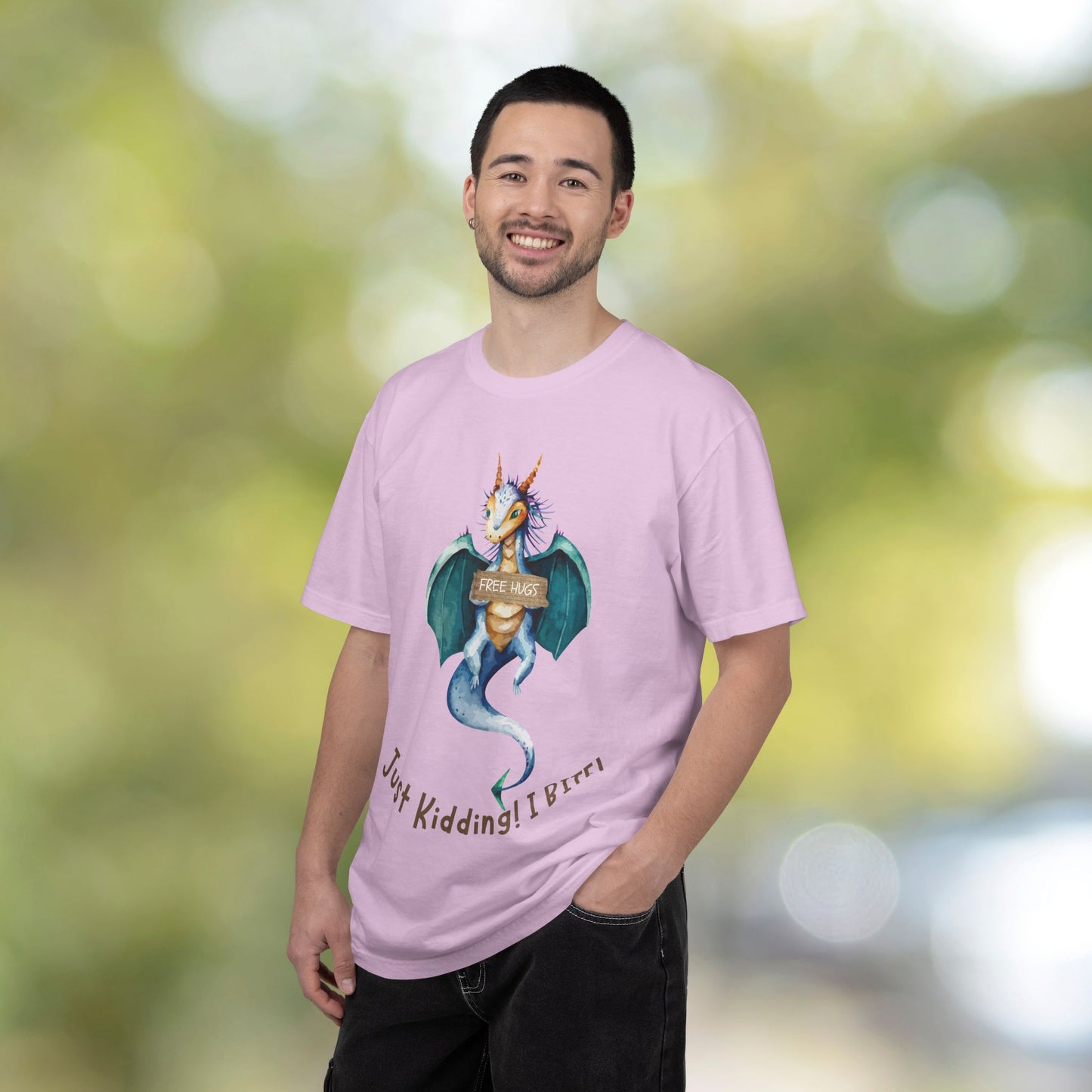 Just Kidding! I Bite Dragon T-Shirt — Cute Sarcastic Fantasy Tee