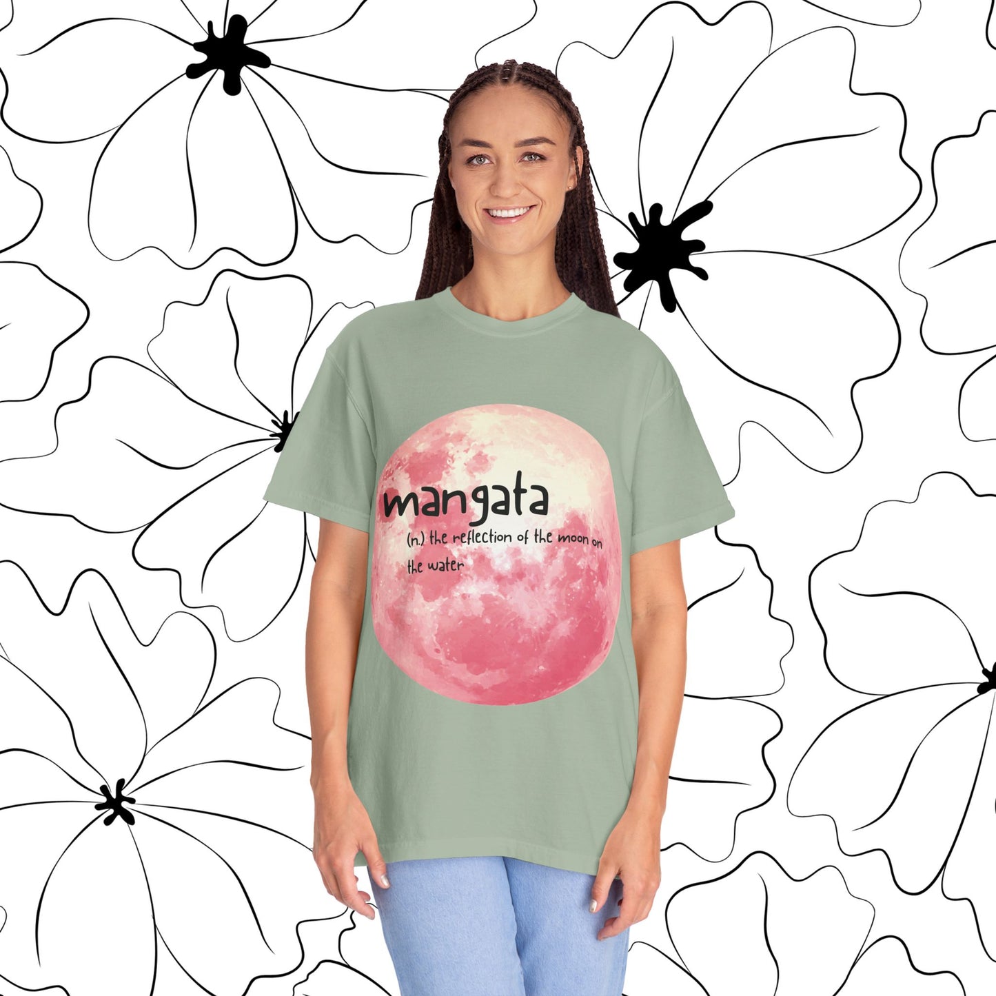 Mangata Moon Reflection Graphic Tee | Zen Aesthetic Unisex Heavy Cotton Shirt