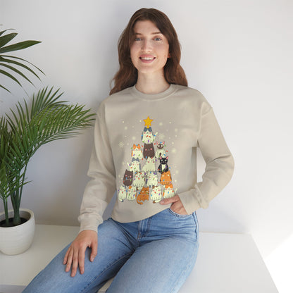 Cat Christmas Tree Unisex Heavy Blend™ Crewneck Sweatshirt