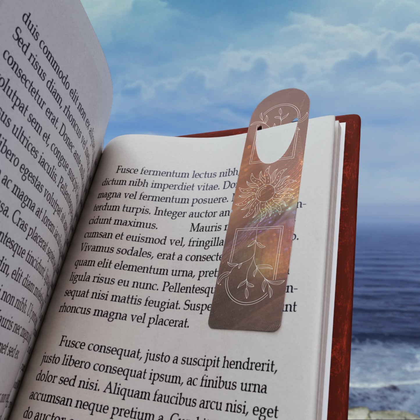 Celestial Sunflower Metal Bookmark — Boho Floral Reading Accessory