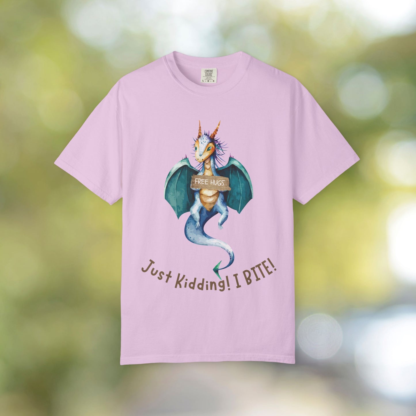 Just Kidding! I Bite Dragon T-Shirt — Cute Sarcastic Fantasy Tee