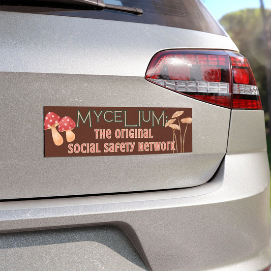 Mycelium: The Original Social Safety Net Car Magnet - Vintage Botanical Mushroom Decor - Retro Science & Nature Bumper Magnet