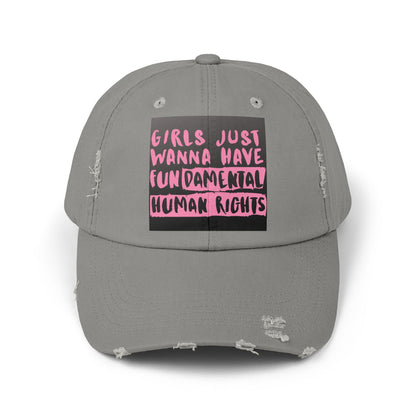 Girls Fundamental Rights Unisex Distressed Cap - Eccentricity Emporium LLC