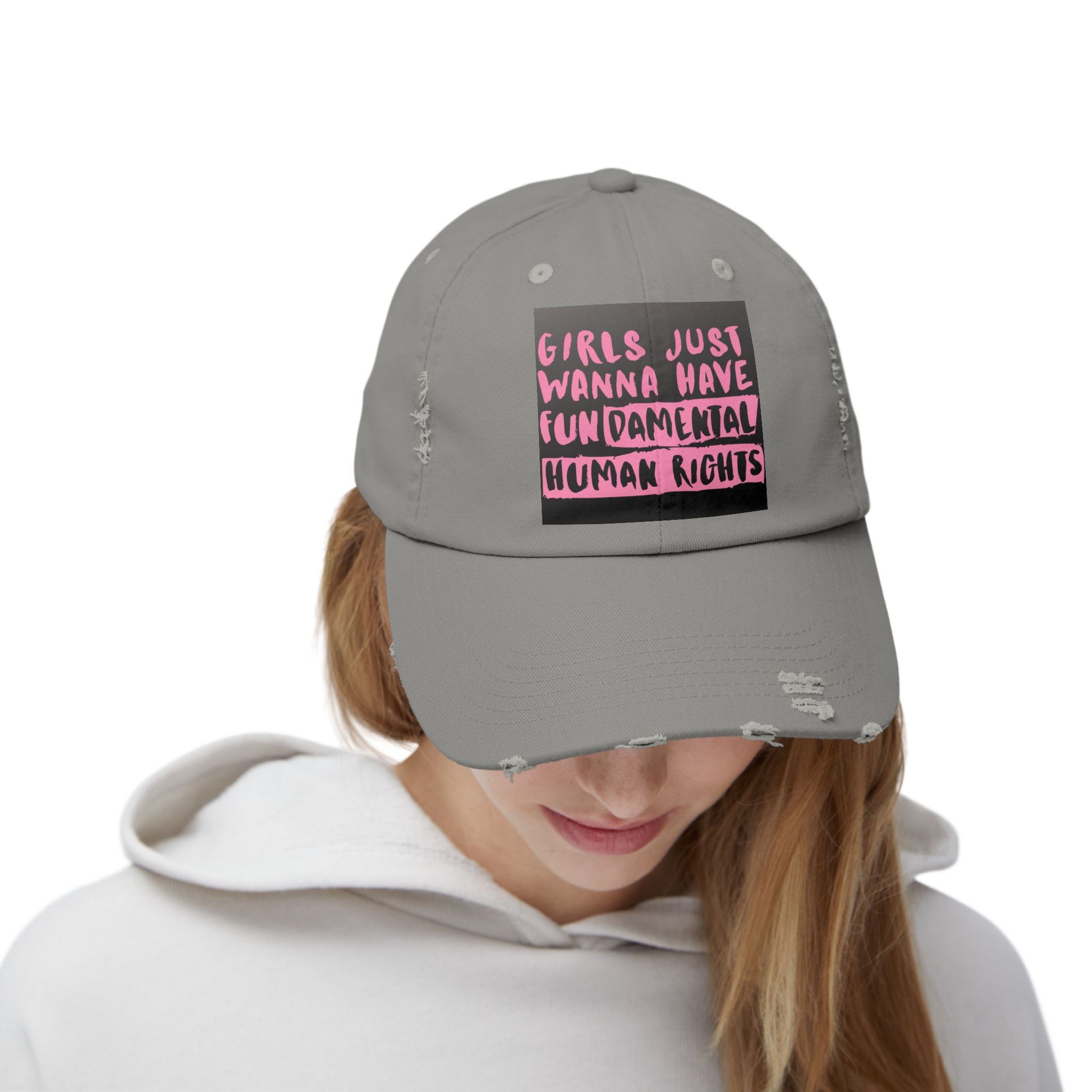 Girls Fundamental Rights Unisex Distressed Cap - Eccentricity Emporium LLC