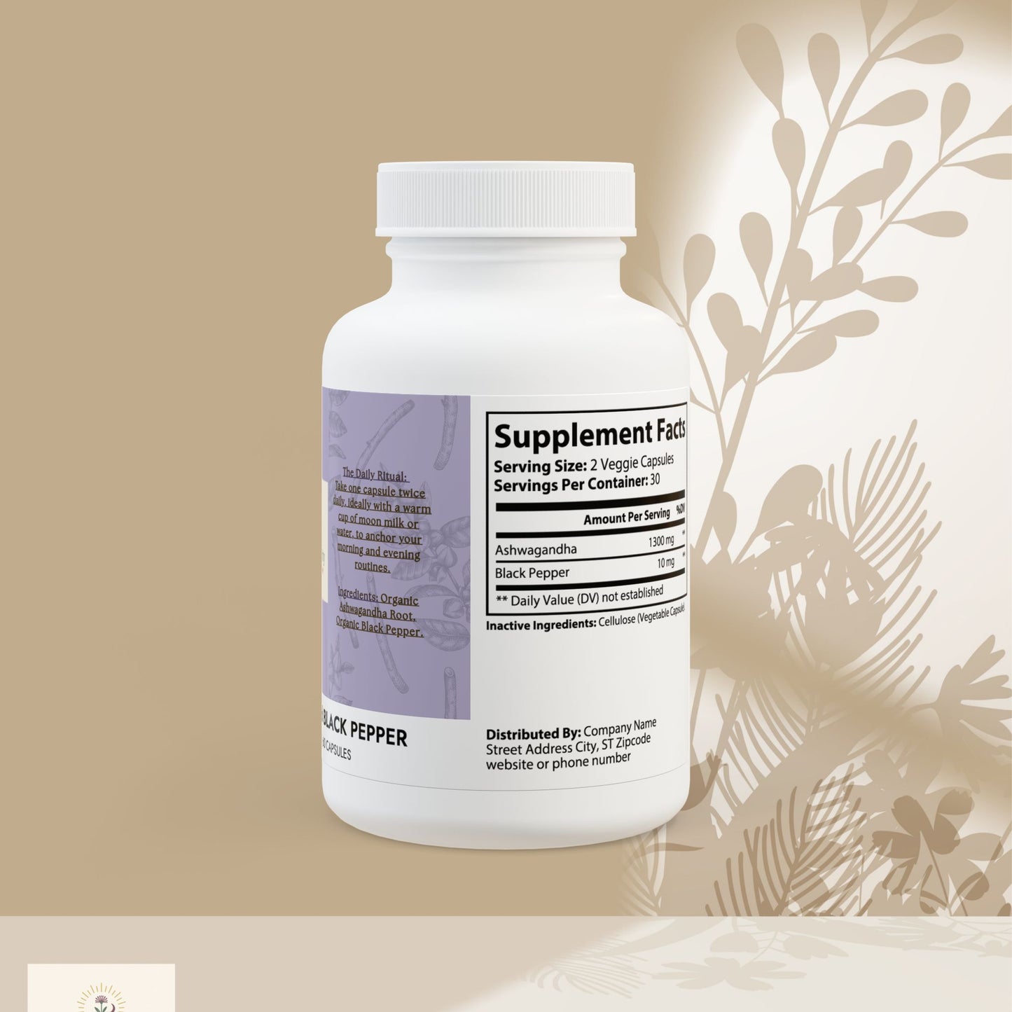 Ashwagandha & Black Pepper – Organic Root Adaptogen for Grounding & Vitality