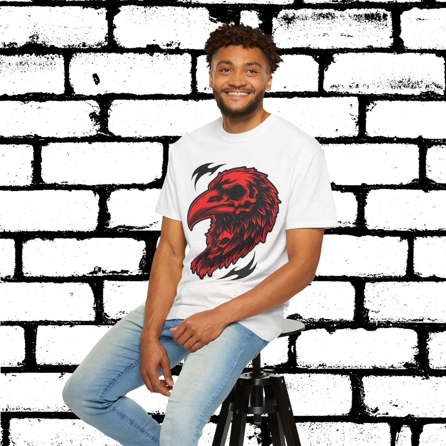 The Alchemist's Omen Tee | Red & Black Bird Skull Graphic