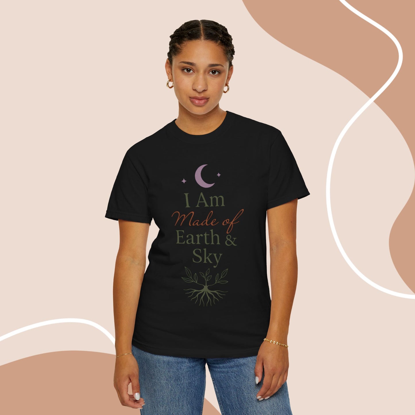 Earth & Sky Celestial Graphic Tee | Spiritual Nature Aesthetic Unisex Comfort Shirt