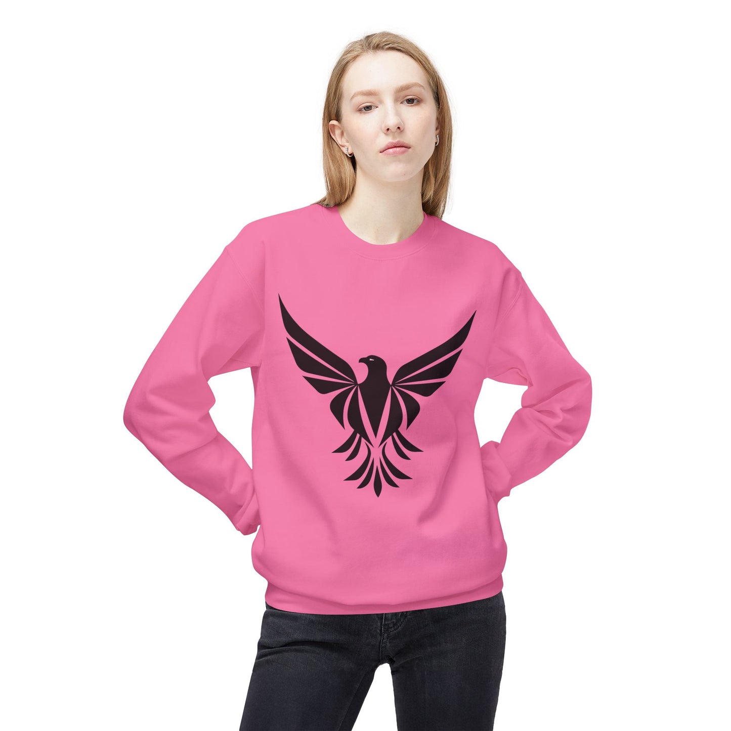 Black Eagle Unisex Midweight Softstyle Fleece Crewneck Sweatshirt - Eccentricity Emporium LLC