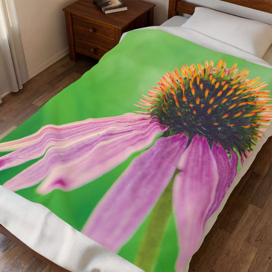 Coneflower Close-Up Velveteen Plush Blanket - Gifts - Comfort - Teachers - Friends