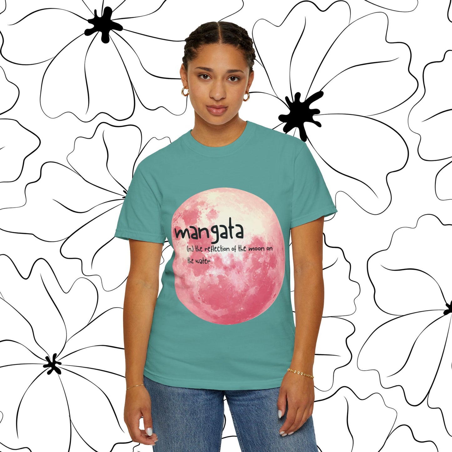 Mangata Moon Reflection Graphic Tee | Zen Aesthetic Unisex Heavy Cotton Shirt