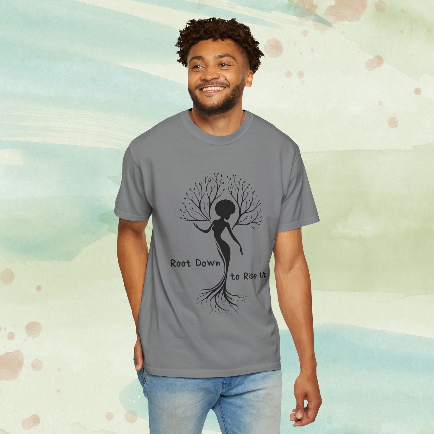 Root Down to Rise Up | Vintage Comfort Colors Yoga Tee | Grounding Botanical Graphic Shirt