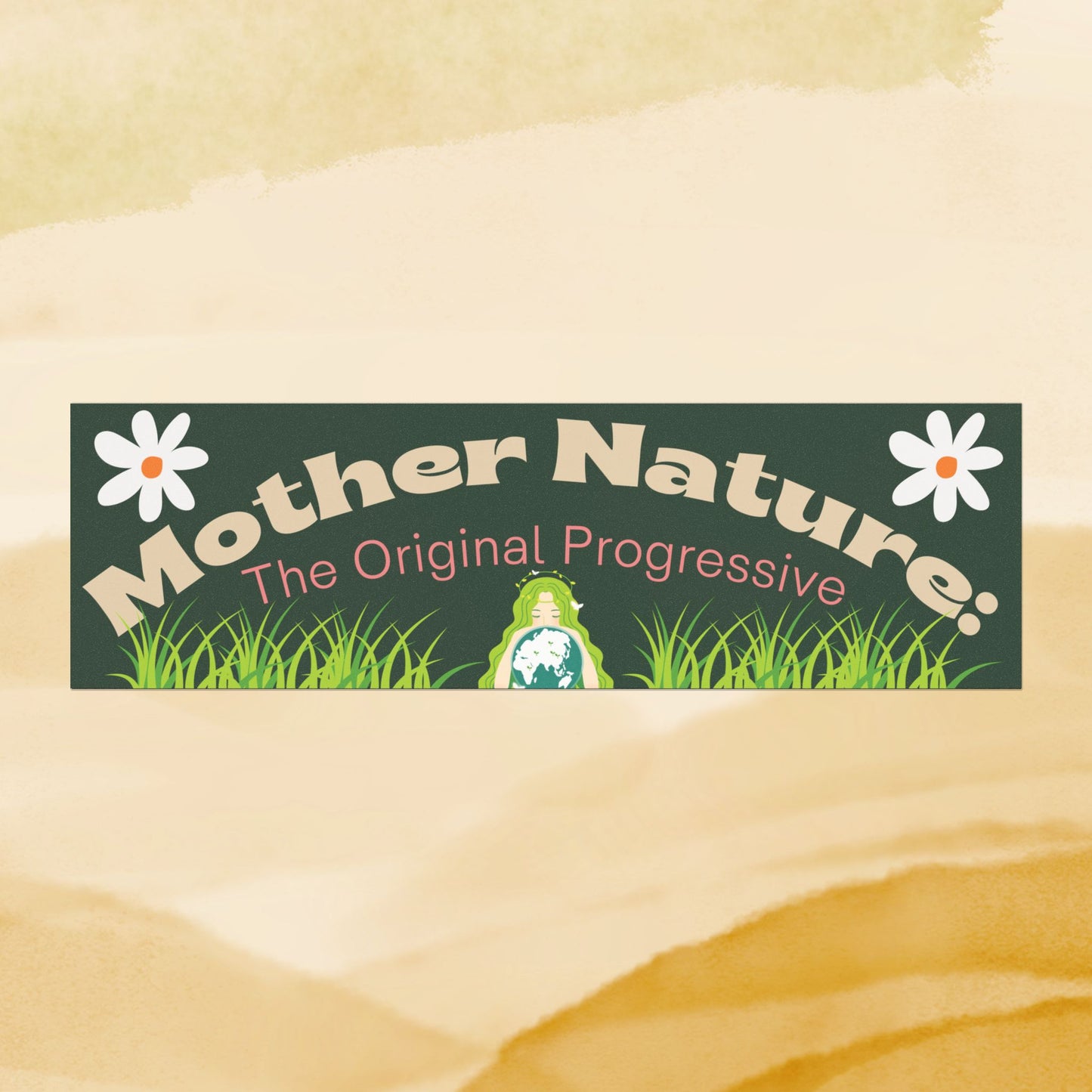 Mother Nature: The Original Progressive Car Magnet - Eco-Friendly Floral Bumper Magnet - Retro Garden Decor