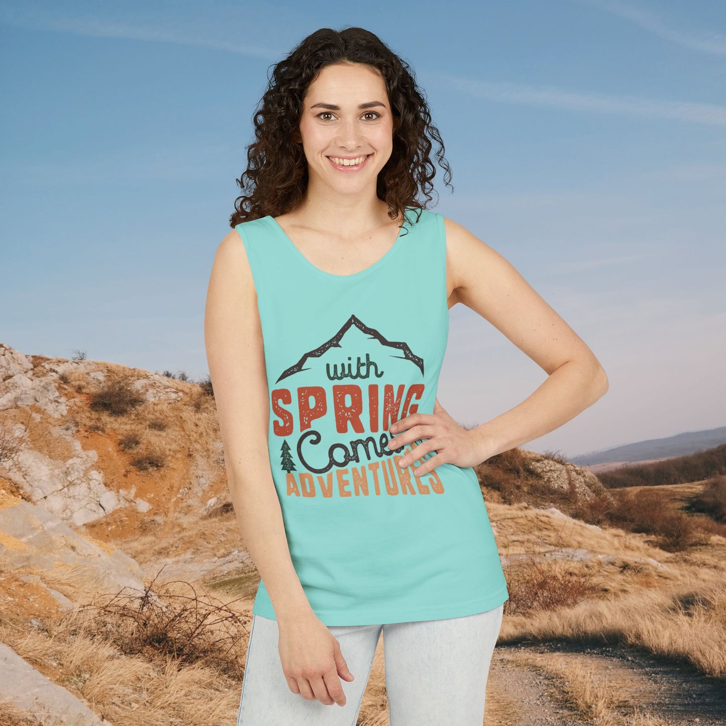 "With Spring Comes Adventures" Tank | Aesthetic Wanderlust Sleeveless Top