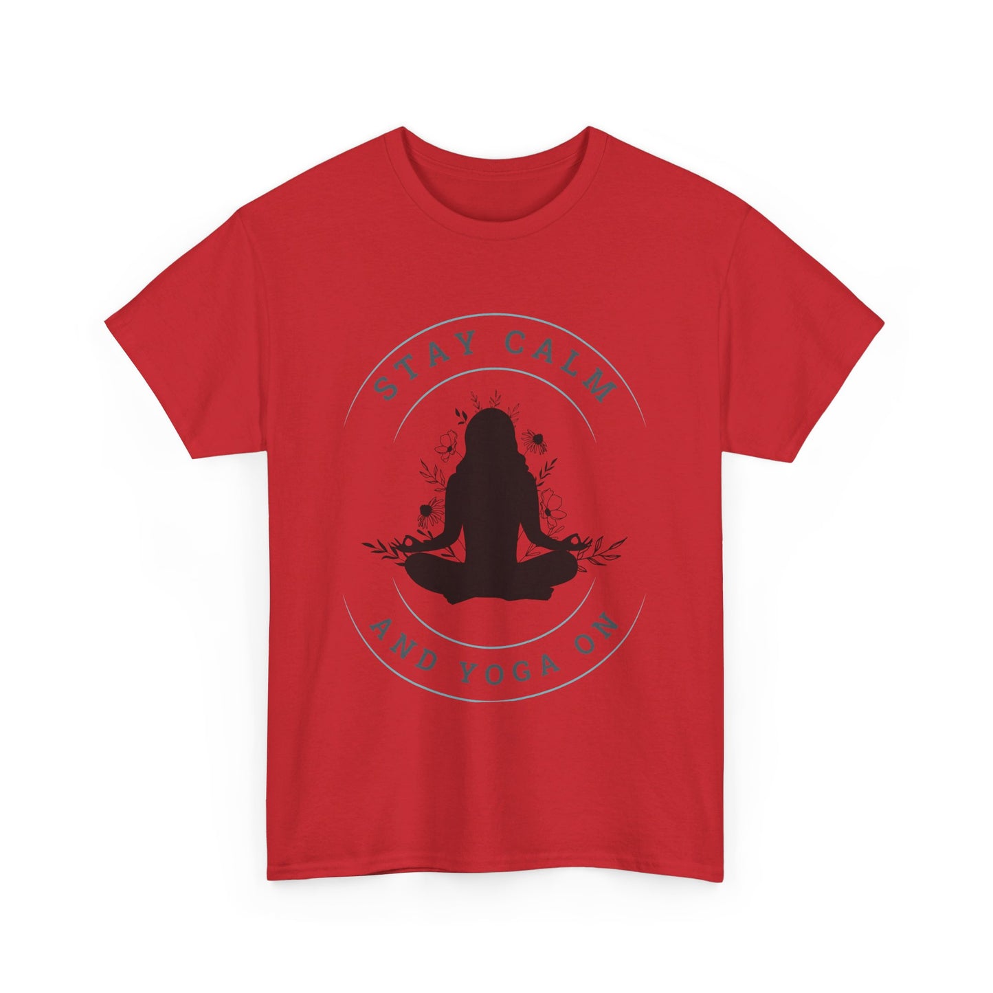 Stay Calm and Yoga On Unisex Heavy Cotton Tee