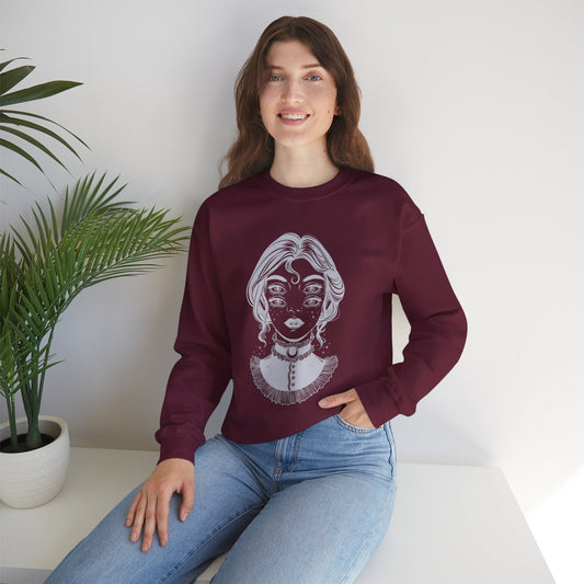 Ghostly Woman Unisex Heavy Blend™ Crewneck Sweatshirt