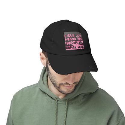 Girls Fundamental Rights Unisex Distressed Cap - Eccentricity Emporium LLC