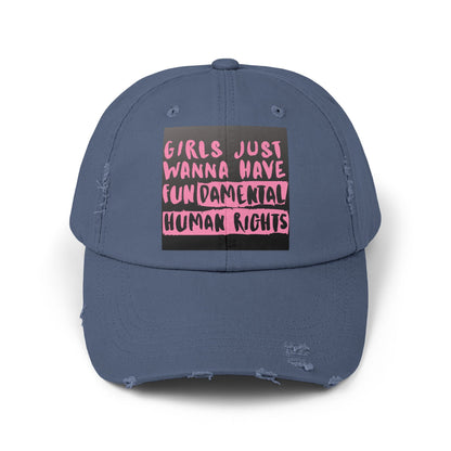 Girls Fundamental Rights Unisex Distressed Cap - Eccentricity Emporium LLC