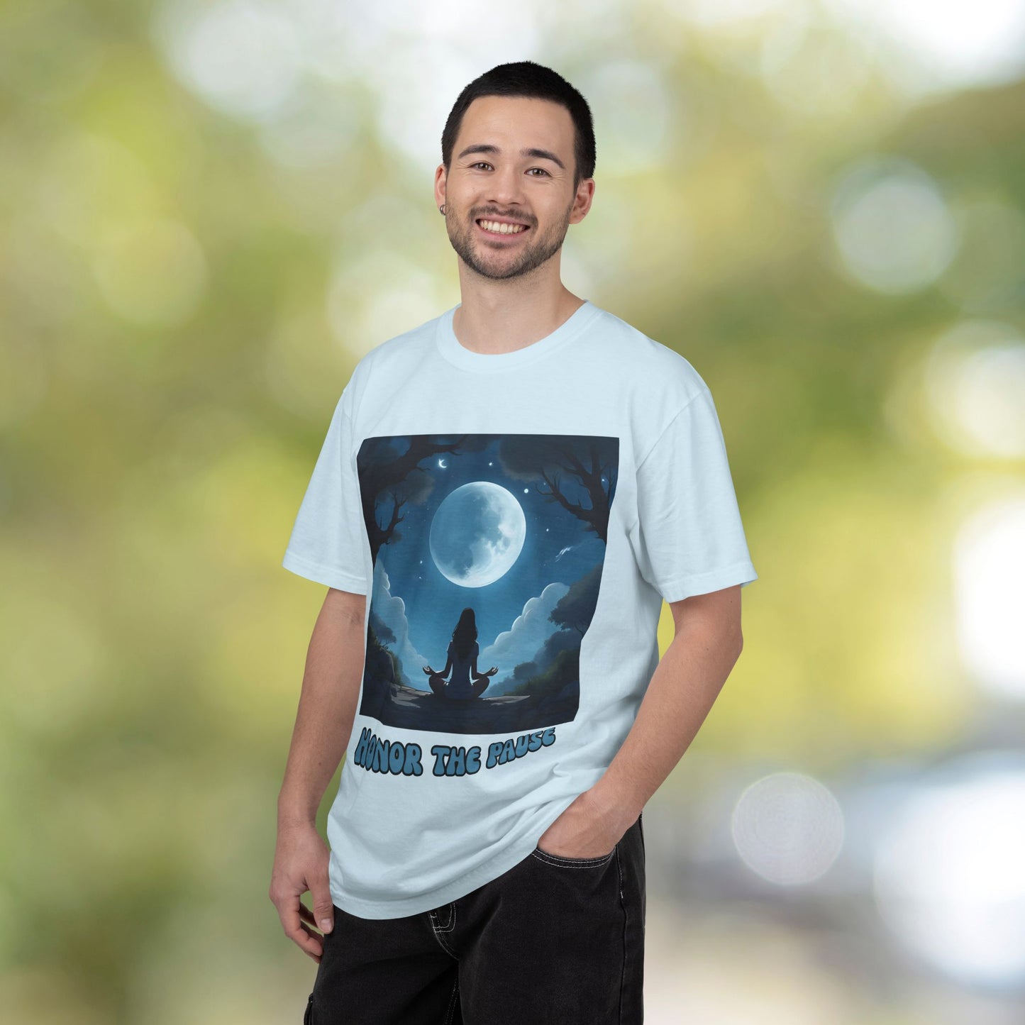 Honor the Pause Graphic Tee | Mindful Meditation Shirt | Celestial Self-Care Affirmation