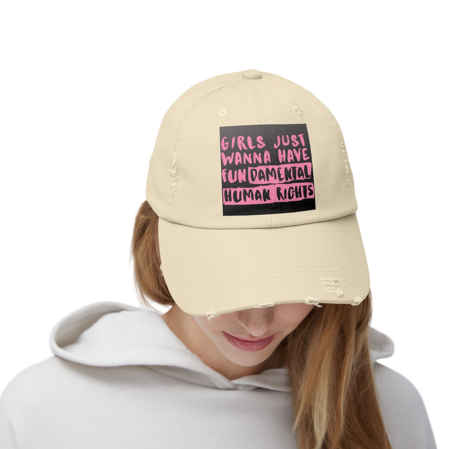 Girls Fundamental Rights Unisex Distressed Cap - Eccentricity Emporium LLC