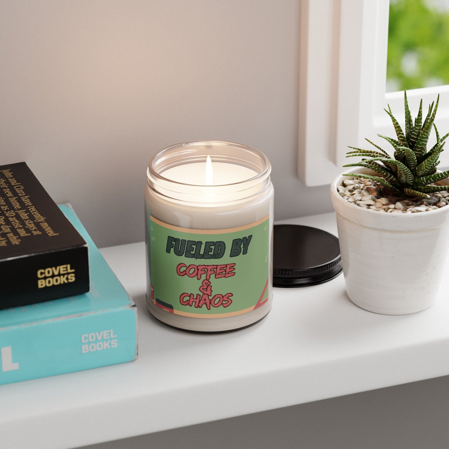Fueled by Coffee & Chaos Soy Candle - 9oz Scented Candle - Funny Teacher & Parent Gift