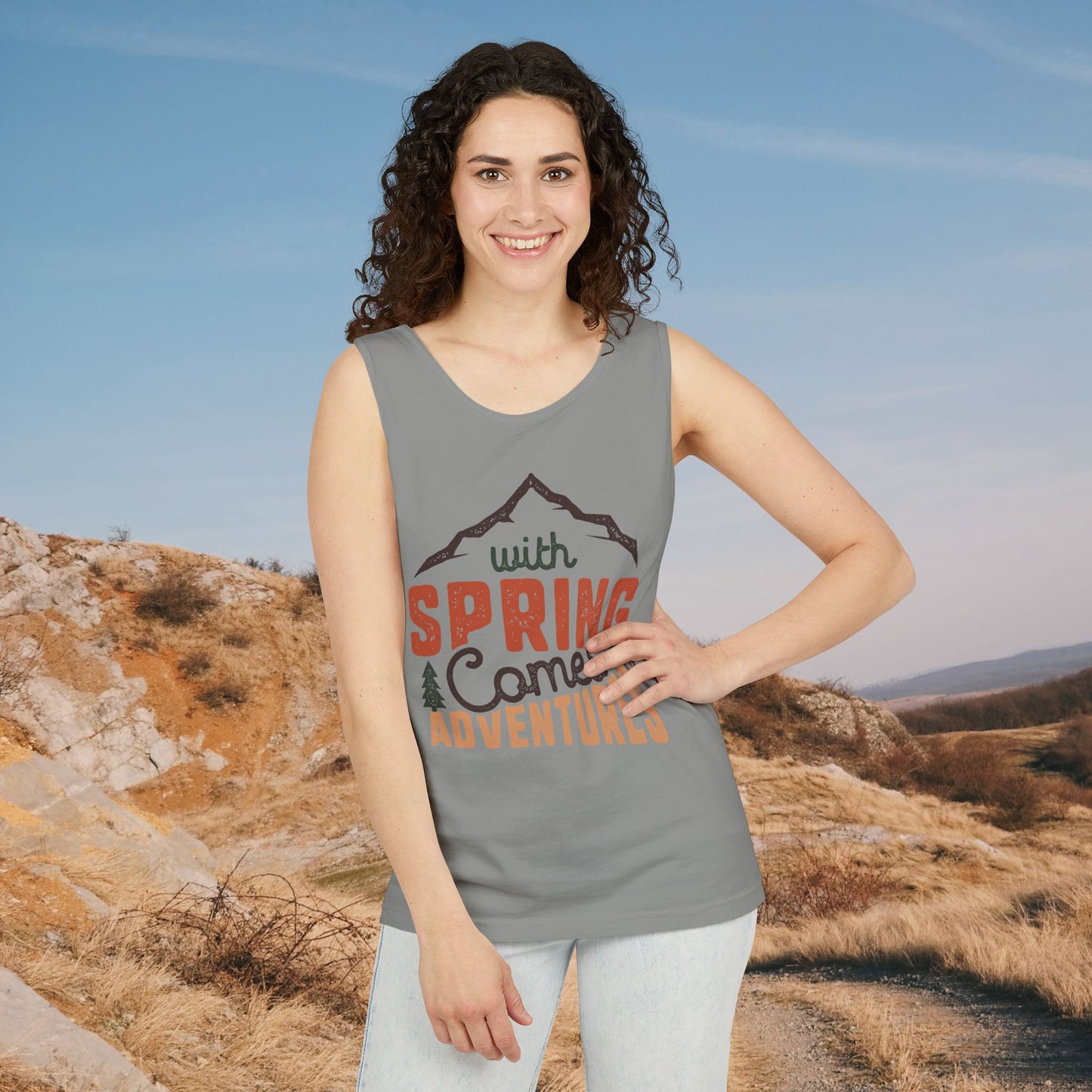 "With Spring Comes Adventures" Tank | Aesthetic Wanderlust Sleeveless Top