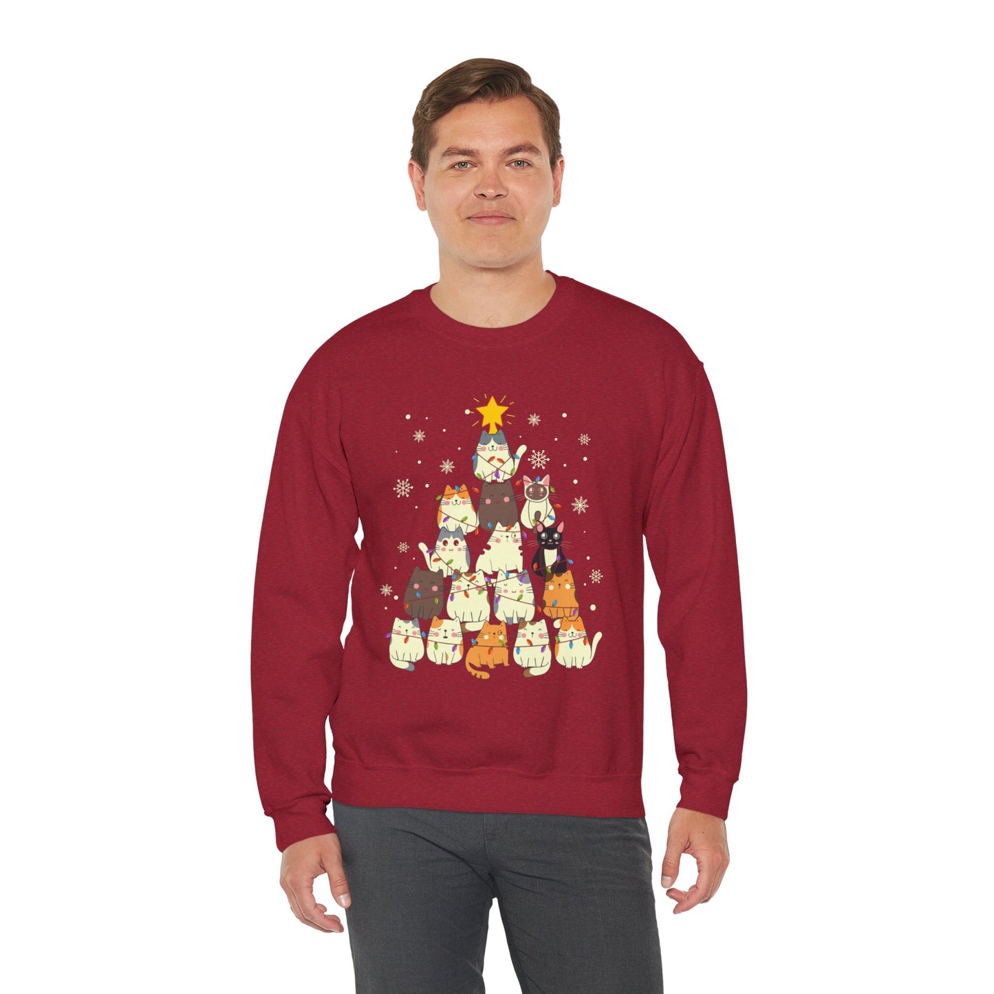 Cat Christmas Tree Unisex Heavy Blend™ Crewneck Sweatshirt