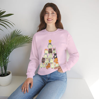 Cat Christmas Tree Unisex Heavy Blend™ Crewneck Sweatshirt