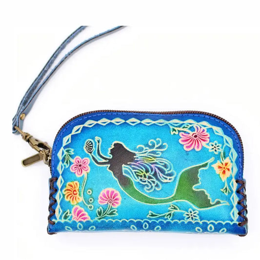 Handmade Leather Mermaid Coin Purse & Wristlet Wallet