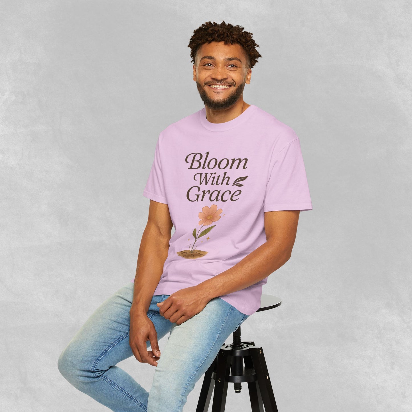 Bloom With Grace Botanical Tee | Wildflower Affirmation Shirt | Inspirational Self-Growth Gift