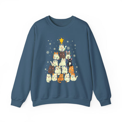 Cat Christmas Tree Unisex Heavy Blend™ Crewneck Sweatshirt