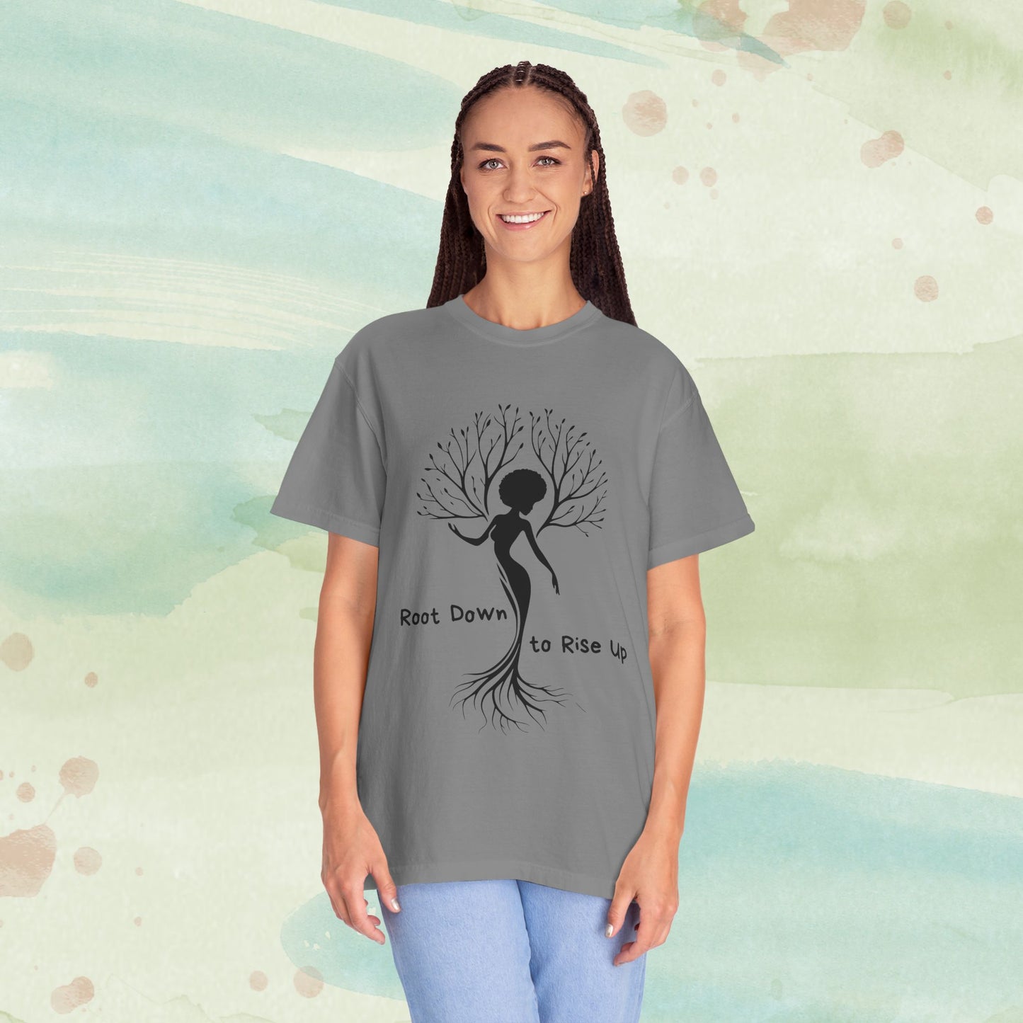 Root Down to Rise Up | Vintage Comfort Colors Yoga Tee | Grounding Botanical Graphic Shirt