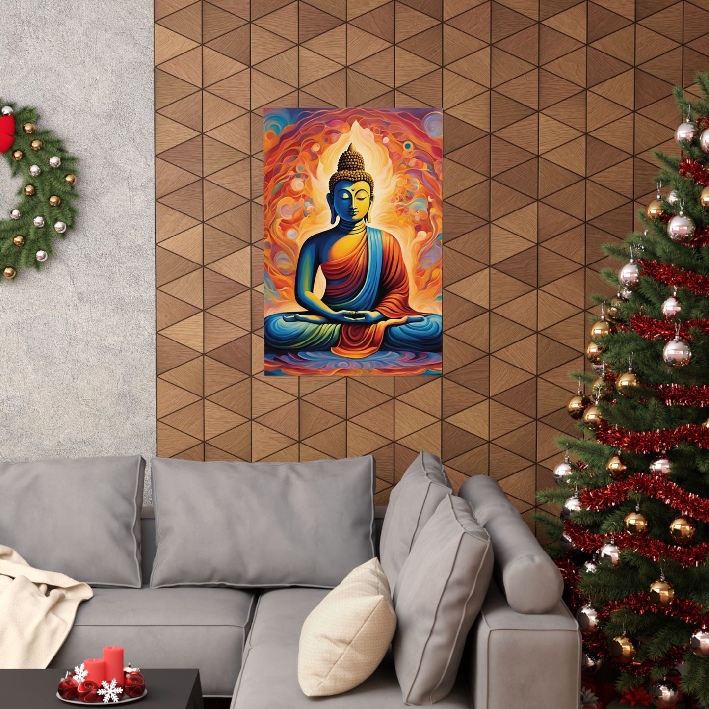 Luminous Buddha Harmony — Vibrant Spiritual Wall Art