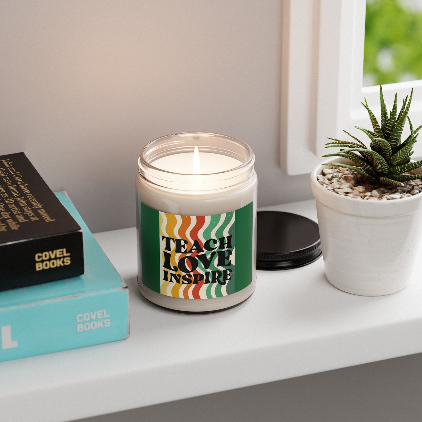 Teach Love Inspire Scented Soy Candle - Retro Teacher Gift - Classroom Inspiration Decor