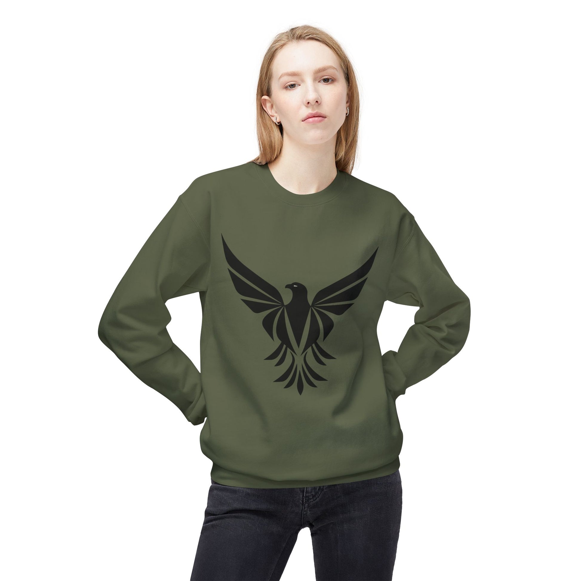 Black Eagle Unisex Midweight Softstyle Fleece Crewneck Sweatshirt - Eccentricity Emporium LLC